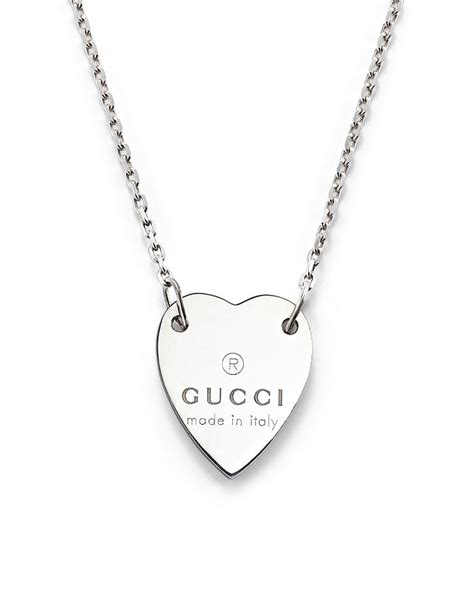 gucci trademark sterling silver heart pendant necklace|gucci sterling silver heart necklace.